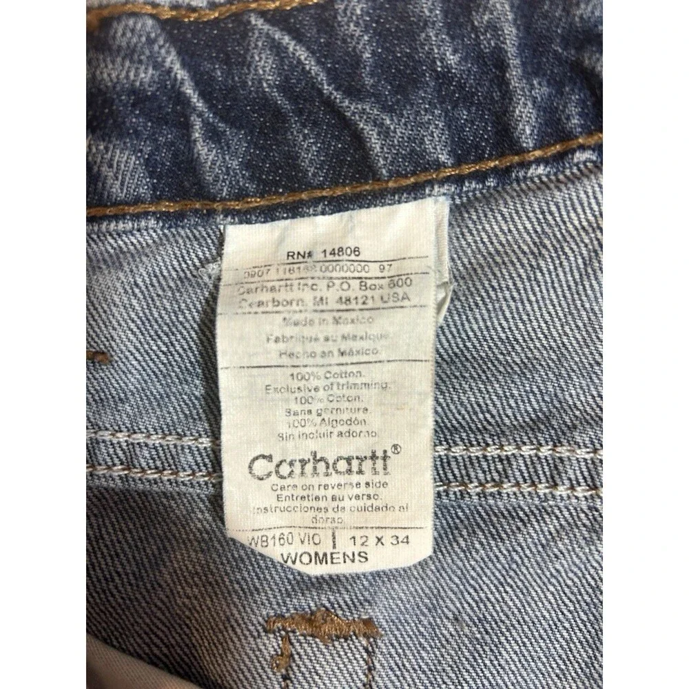 Carhartt Relaxed Fit Straight Leg Jeans Womens Size 12 Blue DenimZip
